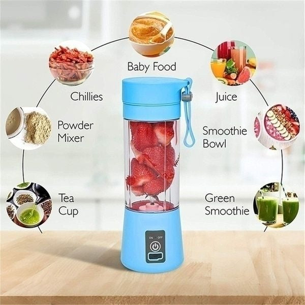 Mini Portable Juicer Blender 6 Blades – 380ml USB Rechargeable Smoothie & Protein Shake Maker
