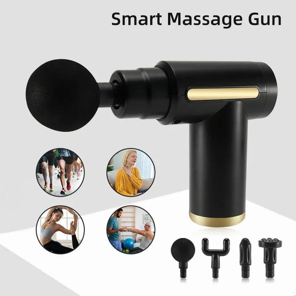 4-in-1 Deep Tissue Massage Gun – Handheld Electric Muscle Therapy Device with 4 Interchangeable Attachments