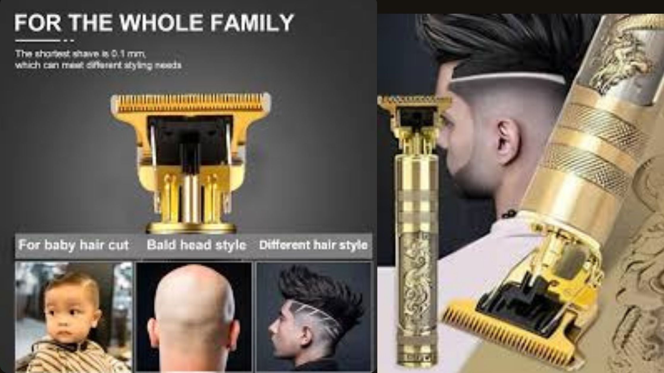 Vintage T9 Metal Hair Trimmer for Men – Professional USB Rechargeable Beard & Hair Cutting Machine