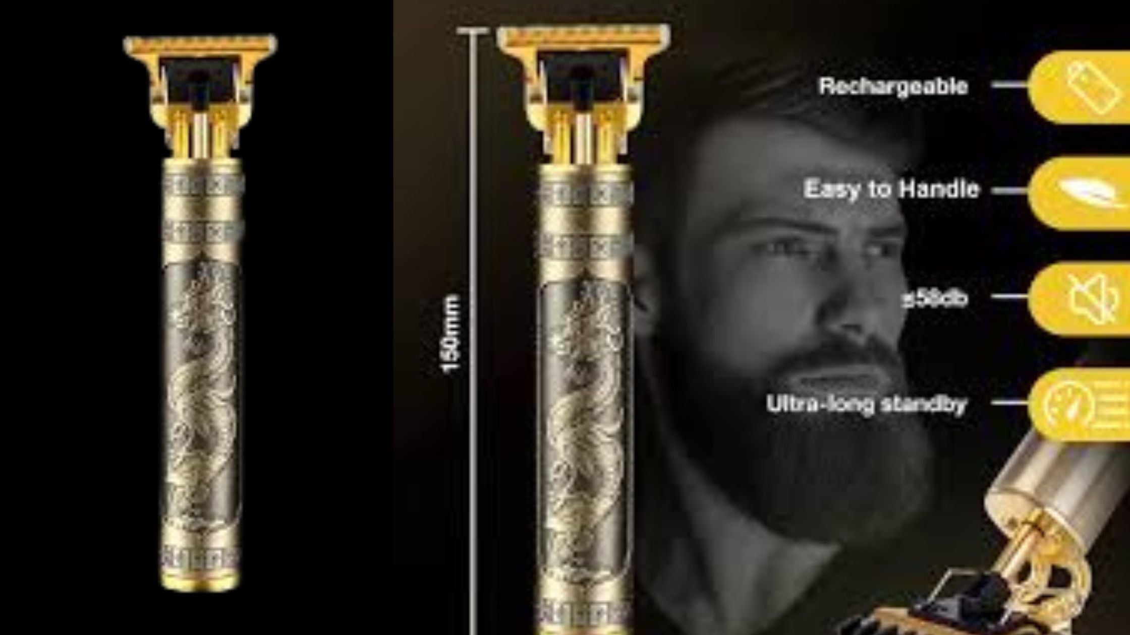 Vintage T9 Metal Hair Trimmer for Men – Professional USB Rechargeable Beard & Hair Cutting Machine
