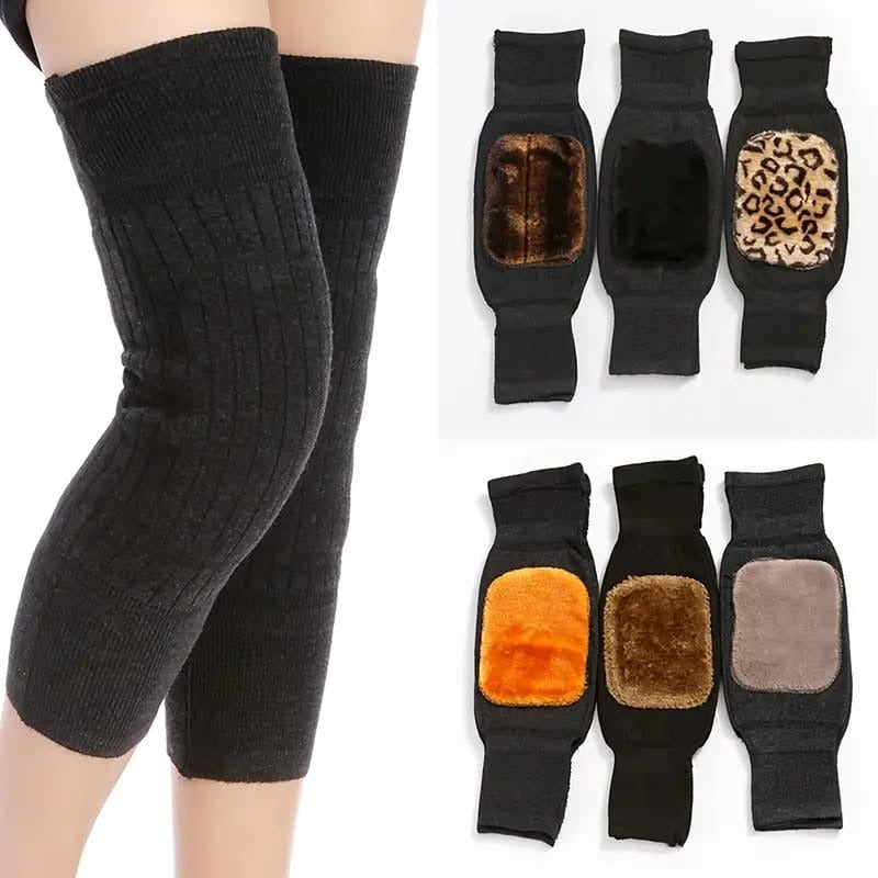 Winter Cashmere Wool Knee Brace Pads – Warm Thermal Knee Protectors for Men & Women