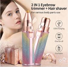Electric Eyebrow Trimmer & Shaver 2-in-1 – Women's Facial Hair Removal Device, Painless & Rechargeable
