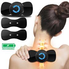 Portable EMS Electric Massager Patch for Neck, Back & Full Body – Muscle Pain Relief, TENS Therapy, Rechargeable Mini Massager for Arms & Shoulder Pain