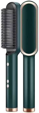 909 Hair Straightening Brush 2-in-1 Electric Hair Straightener & Curler – Quick 3-Minute Heating Styling Comb for Smooth, Shiny Hair