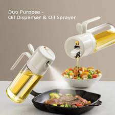 2-in-1 Glass Oil Sprayer Dispenser 500ml – Sprayable & Pourable Oil Bottle