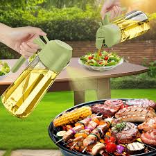 2-in-1 Glass Oil Sprayer Dispenser 500ml – Sprayable & Pourable Oil Bottle