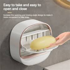 Wall Mounted Soap Holder with Drain Tray – Waterproof Stylish Soap Dish for Kitchen & Bathroom