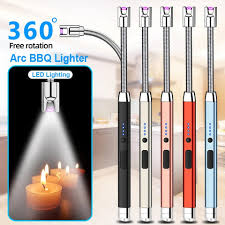 360° USB Rechargeable Electric Arc Lighter – Windproof Kitchen & Outdoor Lighter with Flexible Neck & Safety Lock