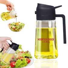 2-in-1 Glass Oil Sprayer Dispenser 500ml – Sprayable & Pourable Oil Bottle